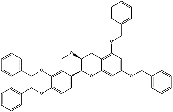 (2R-trans)-2-[3,4-bis(phenylmethoxy)phenyl]-3,4-dihydro-3-methoxy-5,7-bis(phenylmethoxy)-2H-1-benzopyran  구조식 이미지