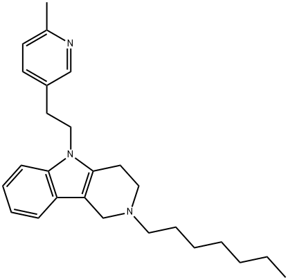 2,3,4,5-Tetrahydro-2-heptyl-5-[2-(6-methyl-3-pyridyl)ethyl]-1H-pyrido[4,3-b]indole 구조식 이미지