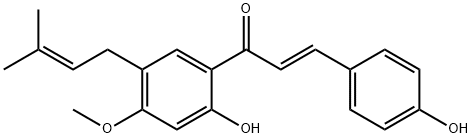 1-[2-Hydroxy-4-methoxy-5-(3-methyl-2-butenyl)phenyl]-3-(4-hydroxyphenyl)-2-propen-1-one 구조식 이미지