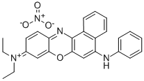 Ammonium, (5-anilino-9H-benzo(a)phenoxazin-9-ylidene)diethyl-, nitrate Structure