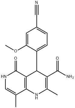 1,6-Naphthyridine-3-carboxamide, 4-(4-cyano-2-methoxyphenyl)-1,4,5,6-tetrahydro-2,8-dimethyl-5-oxo- Structure