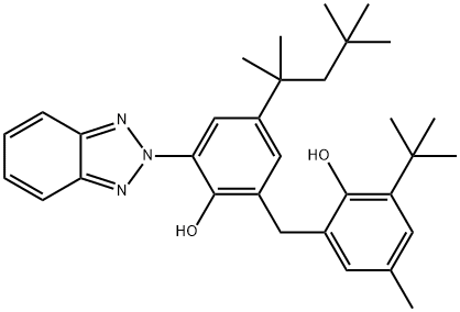 2-(2H-Benzotriazol-2-yl)-6-[[3-(1,1-dimethylethyl)-2-hydroxy-5- methylphenyl]methyl]-4-(1,1,3,3-tetramethylbutyl)phenol 구조식 이미지