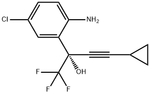 (S)-1-(2-Amino-5-chlorophenyl)-1-(trifluoromethyl)-3-cyclopropyl-2-propyn-1-ol 구조식 이미지