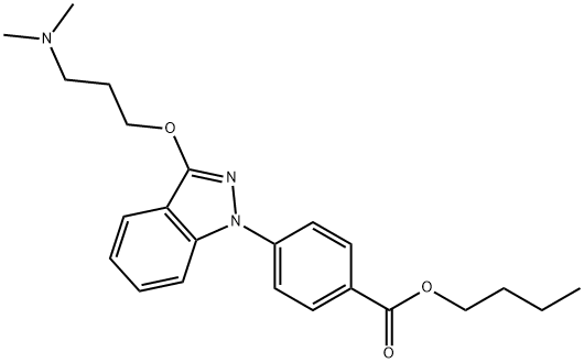p-[3-[3-(디메틸아미노)프로폭시]-1H-인다졸-1-일]벤조산부틸에스테르 구조식 이미지