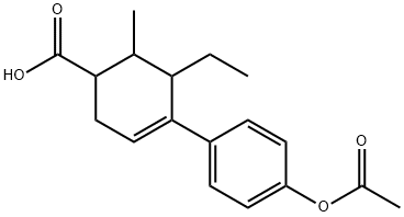 4-[p-(Acetyloxy)phenyl]-5-ethyl-6-methyl-3-cyclohexene-1-carboxylic acid 구조식 이미지