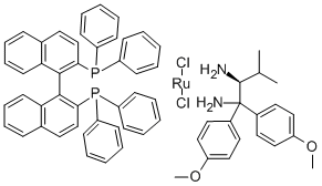 DICHLORO[(S)-2,2'-BIS(DIPHENYLPHOSPHINO)-1,1'-BINAPHTHYL][(S)-1,1-BIS(P-METHOXYPHENYL)-2-ISOPROPYLETHANE-1,2-DIAMINE]RUTHENIUM(II) 구조식 이미지