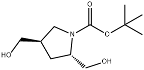 (2S,4R)-tert-부틸2,4-비스(히드록시메틸)피롤리딘-1-카르복실레이트 구조식 이미지