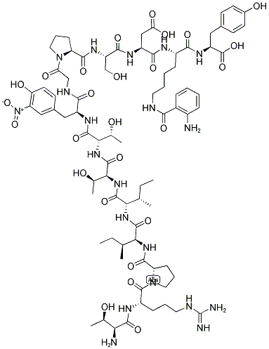 H-THR-ARG-PRO-ILE-ILE-THR-THR-M-NITRO-TYR-GLY-PRO-SER-ASP-LYS(ABZ)-TYR-OH Structure