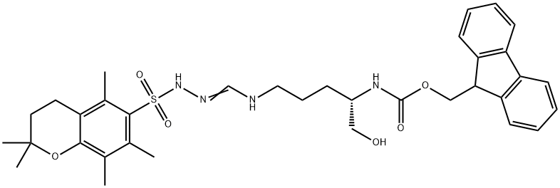 (S)-(9H-Fluoren-9-yl)Methyl (1-hydroxy-5-(3-((2,2,5,7,8-pentaMethylchroMan-6-yl)sulfonyl)guanidino)pentan-2-yl)carbaMate Structure