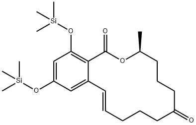 (3S,11E)-3,4,5,6,9,10-Hexahydro-3-methyl-14,16-bis[(trimethylsilyl)oxy]-1H-2-benzoxacyclotetradecin-1,7(8H)-dione 구조식 이미지