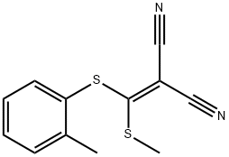 2-[(2-메틸페닐티오)(메틸티오)메틸렌]-말로노니트릴 구조식 이미지
