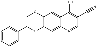 3-퀴놀린카보니트릴,4-하이드록시-6-메톡시-7-(페닐메톡시)- 구조식 이미지