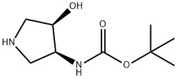 Carbamic acid, [(3S,4R)-4-hydroxy-3-pyrrolidinyl]-, 1,1-dimethylethyl ester 구조식 이미지