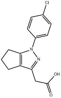 1,4,5,6-테트라하이드로-1-(p-클로로페닐)-3-사이클로펜타피라졸아세트산 구조식 이미지