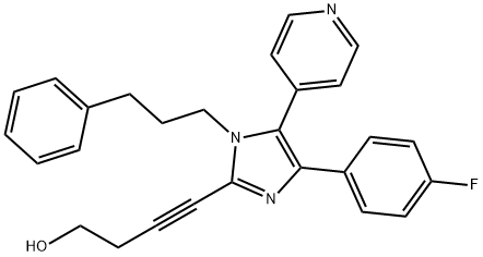 4-[4-(4-Fluorophenyl)-1-(3-phenylpropyl)-5-(4-pyridinyl)-1H-imidazol-2-yl]-3-butyn-1-ol 구조식 이미지