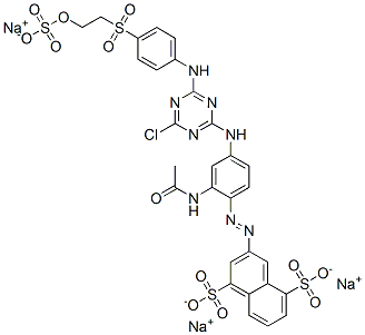 1,5-Naphthalenedisulfonic acid, 3-2-(acetylamino)-4-4-chloro-6-4-2-(sulfooxy)ethylsulfonylphenylamino-1,3,5-triazin-2-ylaminophenylazo-, trisodium salt Structure