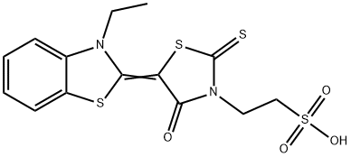 5-(3-ethylbenzothiazol-2(3H)-ylidene)-4-oxo-2-thioxothiazolidin-3-ethanesulphonic acid 구조식 이미지