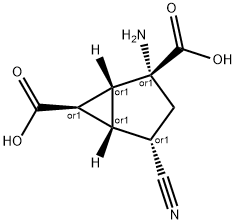 Bicyclo[3.1.0]hexane-2,6-dicarboxylic acid, 2-amino-4-cyano-, Structure