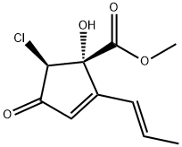 (1S)-1-Hydroxy-2-[(E)-1-propenyl]-5β-chloro-4-oxo-2-cyclopentene-1β-carboxylic acid methyl ester 구조식 이미지