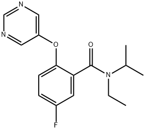 Benzamide, N-ethyl-5-fluoro-N-(1-methylethyl)-2-(5-pyrimidinyloxy)- Structure