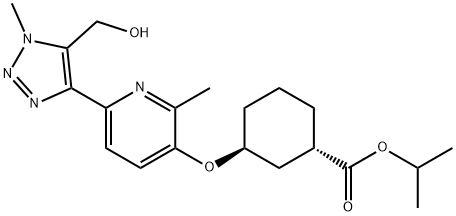 Cyclohexanecarboxylic acid, 3-[[6-[5-(hydroxymethyl)-1-methyl-1H-1,2,3-triazol-4-yl]-2-methyl-3-pyridinyl]oxy]-, 1-methylethyl ester, (1S,3S)- 구조식 이미지