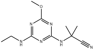 2-[[4-(ethylamino)-6-methoxy-1,3,5-triazin-2-yl]amino]-2-methylpropiononitrile 구조식 이미지