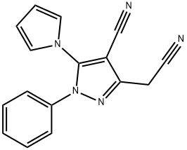 3-(cyanomethyl)-1-phenyl-5-(1H-pyrrol-1-yl)-1H-pyrazole-4-carbonitrile 구조식 이미지