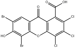 1-카복실-5,7-디브로모-6-하이드록시-2,3,4-트리클로로록산톤 구조식 이미지