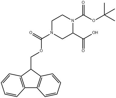 1-Boc-4-Fmoc-2-피페라진카르복실산 구조식 이미지