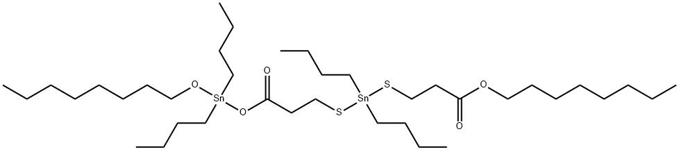 dibutyl[[3-[[dibutyl[[2-[(octyloxy)carbonyl]ethyl]thio]stannyl]thio]propionyl]oxy](octyloxy)stannane 구조식 이미지