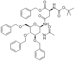 NOMEGA-(2-ACETAMIDO-3,4,6-TRI-O-BENZYL-2-DEOXY-BETA-D-GLUCOPYRANOSYL)-NALPHA-(TERT-BUTOXYCARBONYL)-L-ASPARAGINE BENZYL ESTER 구조식 이미지