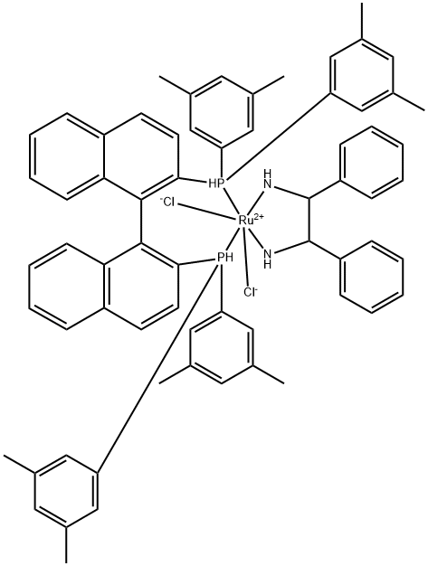 Dichloro{(R)-(+)-2,2'-bis[di(3,5-xylyl)phosphino]-1,1'-binaphthyl}[(1R,2R)-(+)-1,2-diphenylethylenediamine]ruthenium(II) 구조식 이미지