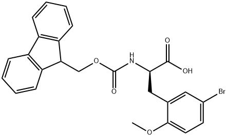 Fmoc-5-브로모-2-메톡시-D-페닐알라닌 구조식 이미지