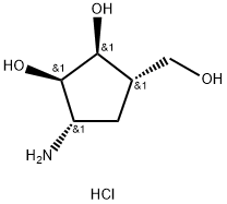 (1S,2R,3S,4S)-2,3-DIHYDROXY-4-(HYDROXYMETHYL)-1-AMINOCYCLOPENTANE HYDROCHLORIDE 구조식 이미지