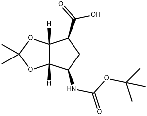 (1S,3R,4S,6R)-N-BOC-6-AMINO-2,2-DIMETHYLTETRAHYDROCYCLOPENTA[1.3]DIOXOLE-4-CARB ACID Structure