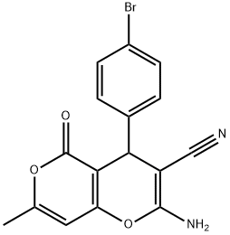 4H,5H-PYRANO[4,3-B]PYRAN-3-CARBONITRILE, 2-AMINO-4-(4-BROMOPHENYL)-7-METHYL-5-OXO- 구조식 이미지