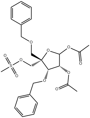 4-C-[(페닐메톡시)메틸]-3-O-(페닐메틸)-L-릭소푸라노스1,2-디아세테이트5-메탄설포네이트 구조식 이미지