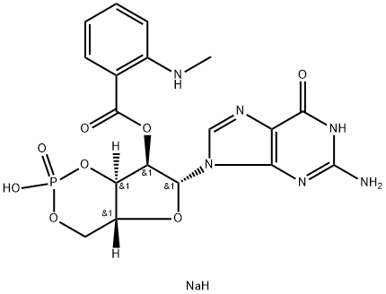 2'-(N-Methylanthraniloyl)guanosine 3',5'-Cyclicmonophosphate, Sodium Salt 구조식 이미지