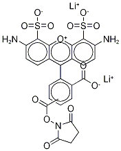 3,6-DiaMino-9-[2-carboxy-4(or5)-[[(2,5-dioxo-1-pyrrolidinyl)oxy]carbonyl]phenyl]-4,5-디설폭산틸륨내부염리튬염 구조식 이미지