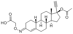 3-(o-Carboxymethyl)-17beta-acetoxy-17alpha-ethynyl-19-norandrost-4-en- 3-one oxime 구조식 이미지