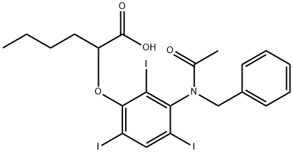 2-[[3-(N-Benzylacetylamino)-2,4,6-triiodophenyl]oxy]hexanoic acid Structure