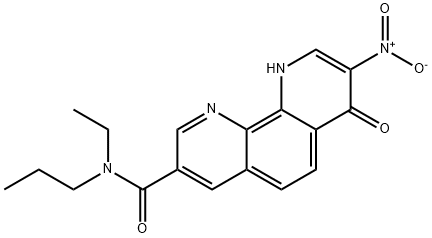 N-Ethyl-7,10-dihydro-8-nitro-7-oxo-N-propyl-1,10-phenanthroline-3-carboxamide 구조식 이미지
