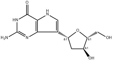 9-DEAZA-2'-DEOXYGUANOSINE (2-AMINO-7-(BETA-D-2-DEOXYRIBOFURANOSYL)PYRROLO[3,2-D]PYRIMIDIN-4-ONE) 구조식 이미지