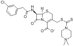 (6R,7R)-7-[[2-(3-chlorophenyl)acetyl]amino]-3-[(4,4-dimethyl2,3,5,6-te trahydropyrazine-1-carbothioyl)sulfanylmethyl]-8-oxo-5-thia-1-azabicyc lo[4.2.0]oct-2-ene-2-carboxylate Structure