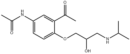 (±)-N-[3-acetyl-4-[2-hydroxy-3-[(1-methylethyl)amino]propoxy]phenyl]acetamide Structure