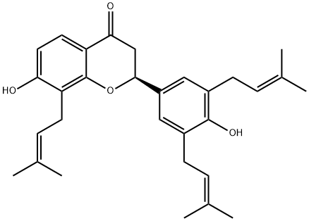 23057-55-8 [S,(-)]-2,3-Dihydro-7-hydroxy-2-[4-hydroxy-3,5-bis(3-methyl-2-butenyl)phenyl]-8-(3-methyl-2-butenyl)-4H-1-benzopyran-4-one