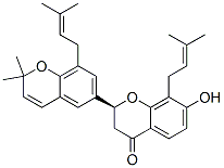 [S,(-)]-2-[2,2-Dimethyl-8-(3-methyl-2-butenyl)-2H-1-benzopyran-6-yl]-2,3-dihydro-7-hydroxy-8-(3-methyl-2-butenyl)-4H-1-benzopyran-4-one 구조식 이미지