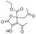 ethyl 3-acetyl-2,5-dihydro-4-hydroxy-5-oxo-2-(2-oxopropyl)-2-furoate  Structure