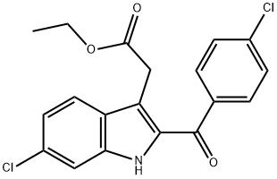 에틸6-클로로-2-(4-클로로벤졸)인돌-3-아세트산 구조식 이미지