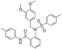 N-(4-메틸페닐)-2-[N-(3,4-디메톡시페닐메틸)-N-(4-메틸페닐술포닐)아미노]벤즈아미드 구조식 이미지